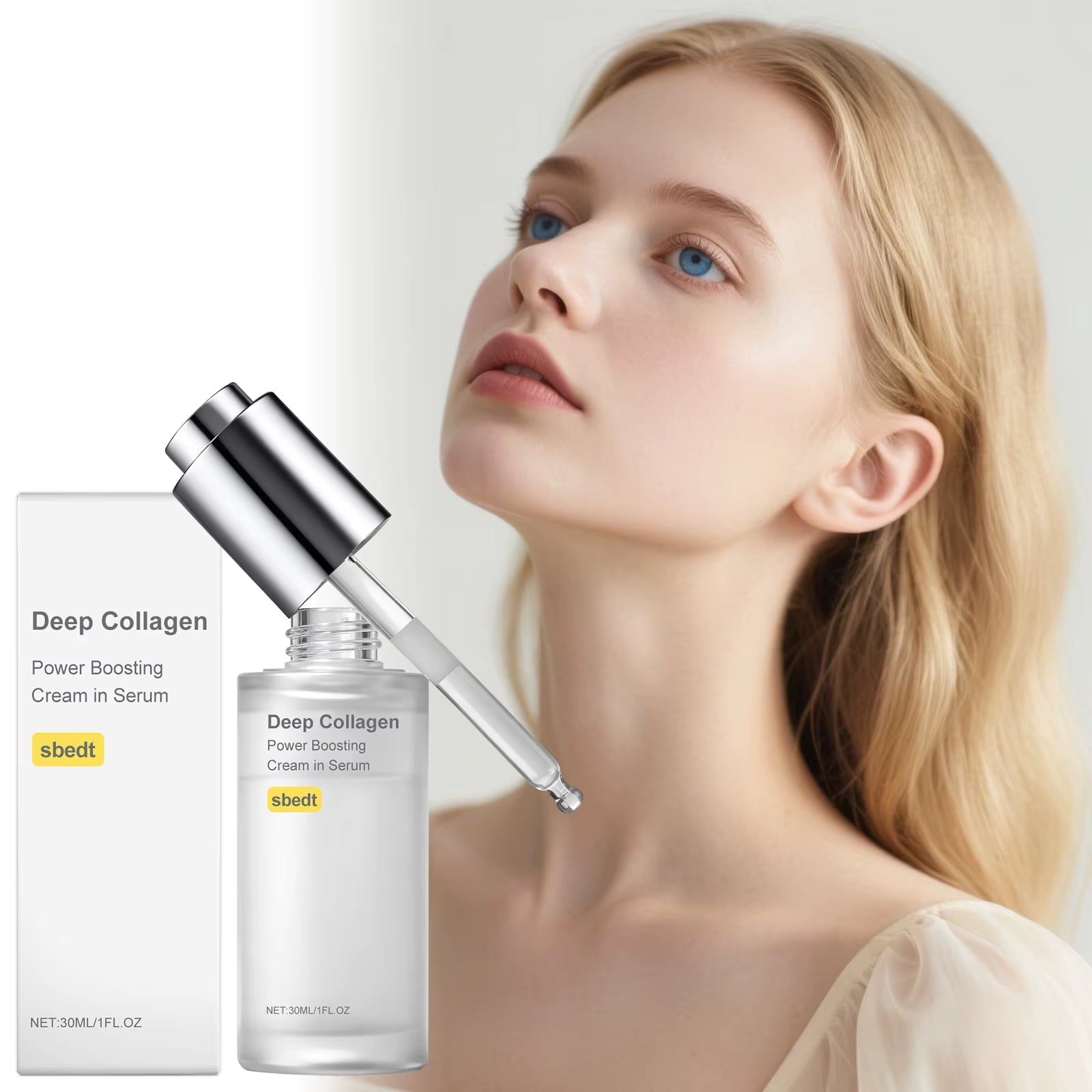 Deep Collagen Power Boost Serum Cream for Face – Korean Glass Skin Anti-Aging, Firming & Hydrating Treatment